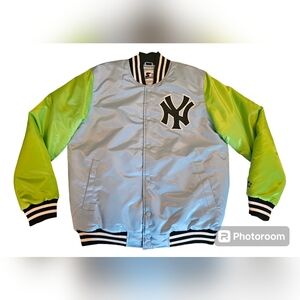 Starter Yankees cross Bronx 2 fashion satin full snap varsity jacket new sz Lg